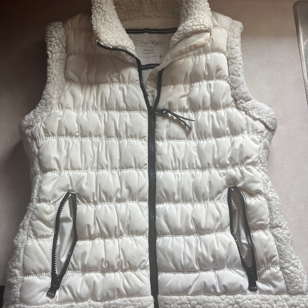 Calvin Klein White Quilted Puffer Vest